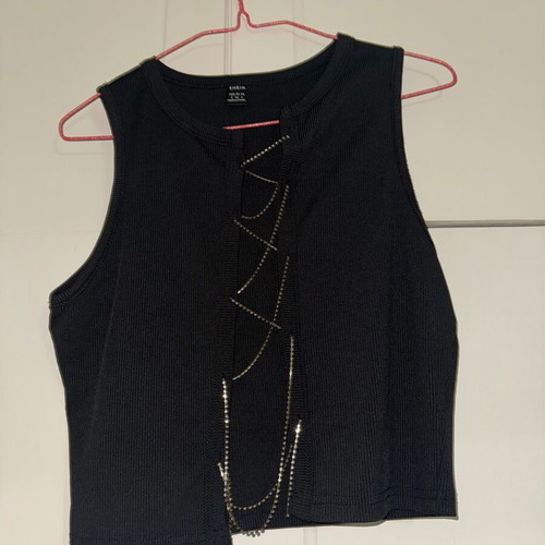 SHEIN Bae rhinestones sexy top new, black, size S