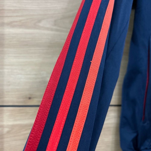 Adidas blue jacket used, XS, with red stripes