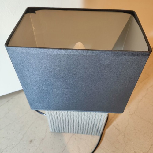 Table lamp ceramic base with fabric shade grey like new