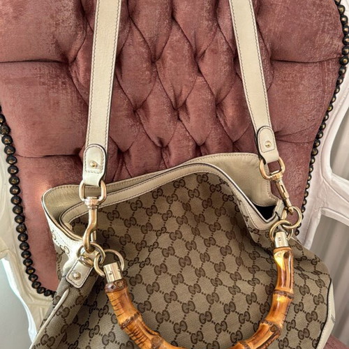 GucciGG Canvas Bamboo Peggy Hobo used Gucci bag