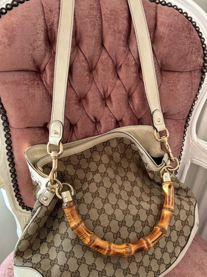 GucciGG Canvas Bamboo Peggy Hobo used Gucci bag