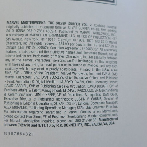 The Silver Surfer (Marvel Masterworks, Volume 15 & 19) Paperback (2010) Limited to 863 & 800 copies