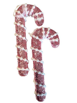 Decorative hanging pink candy canes set of 2 17cm new