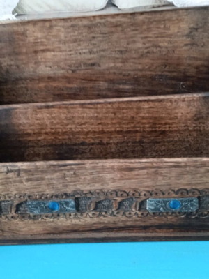 Σετ οργάνωσης γραφείου vintage 3τμχ μεταχειρισμένο με ξύλινα στοιχεία