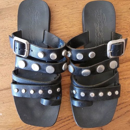 Sante women's sandals used, genuine leather, black, size 37