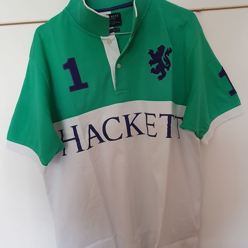 Hackett men's polo shirt like new, XL, white and green