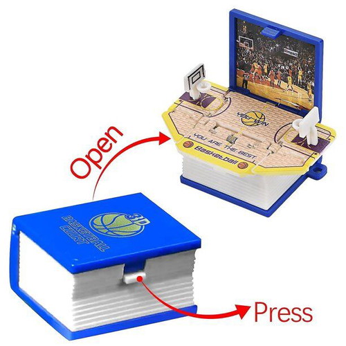 3D book keychain like new that turns into a basketball court blue