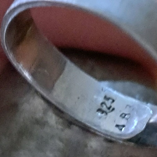 Silver Handmade Ring 925 with Red, Orange and Gold Interior like new