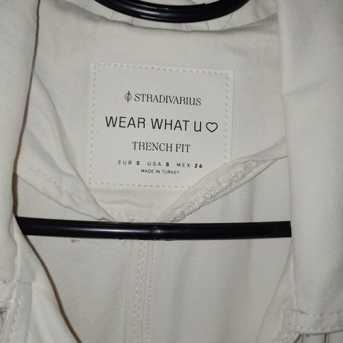Stradivarius long white trench coat size small/medium, denim-like fabric, like new