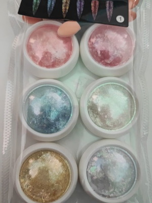 6 Colors Chrome Flakes Set new for Nail Art with Iridescent Mirror Effect