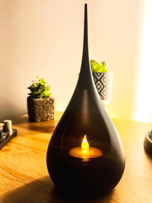 Teardrop Candle Holder, modern minimal design, 3D printed PLA