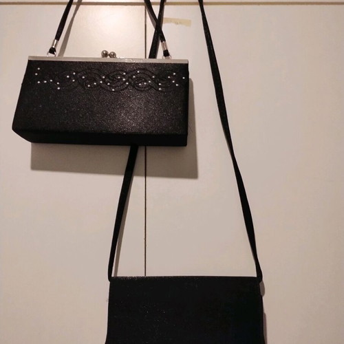 Shoulder bags like new, 2 satin fabric black bags