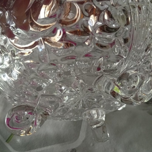 Crystal punch bowl luxury, new, diameter 21cm with carved feet