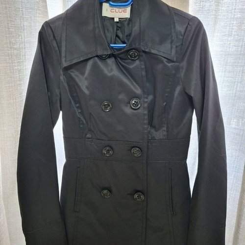 Black trench coat like new, size small, evening and afternoon wear