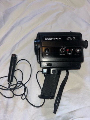 Vintage Chinon 107XL video camera used with microphone