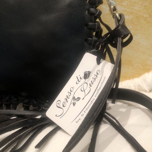 Crossbody bag new black leather with fringes for every occasion