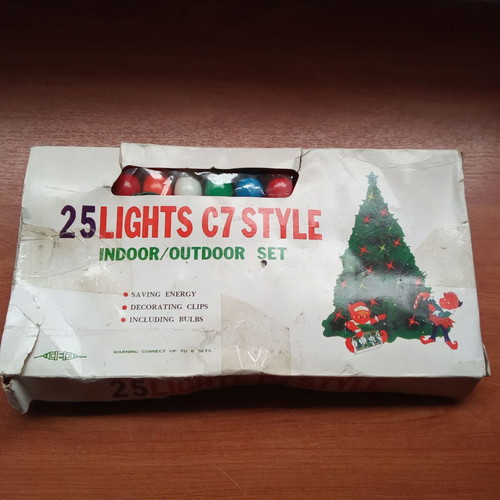 Vintage Christmas incandescent lights set used, 1990s
