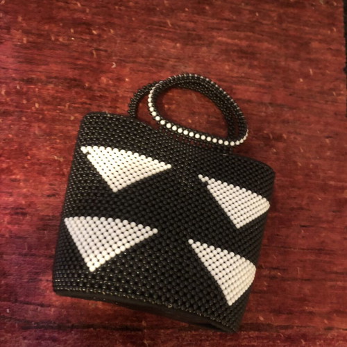 Ethnic Handbag New Black and White Beaded Summer Accessory