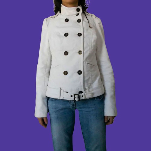 White Springfield denim jacket used, soft and warm, sizes S-M