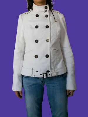 White Springfield denim jacket used, soft and warm, sizes S-M