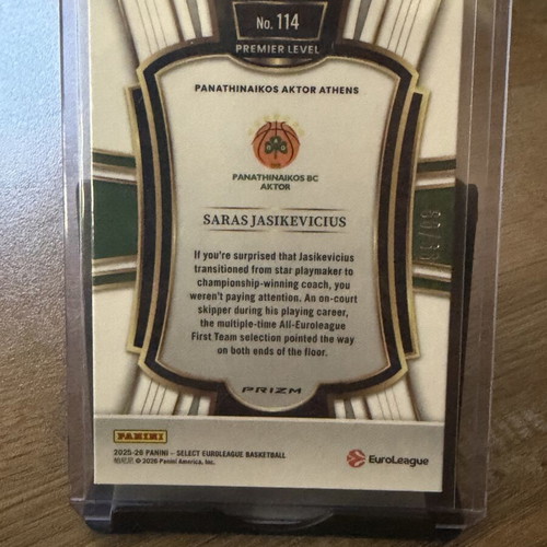 2025-26 Panini Select Euroleague Saras Jasikevicius Premier Purple 99/99 new