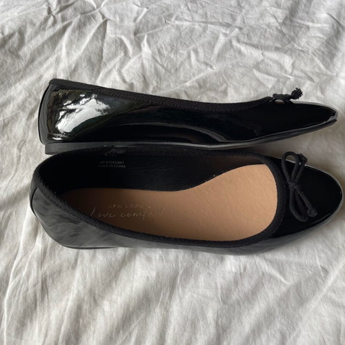 New Look faux patent leather ballerinas new black size 40