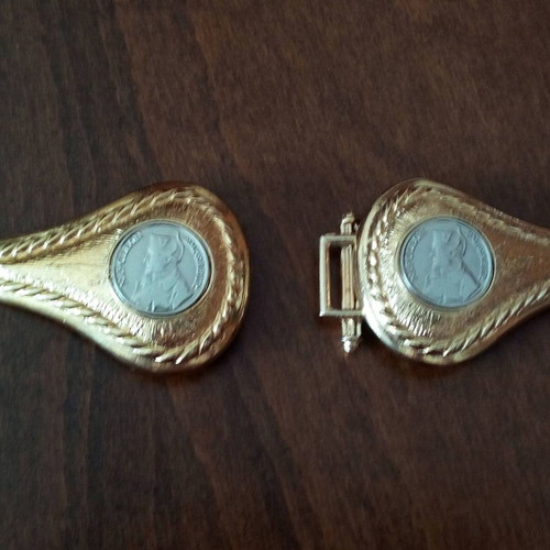 Rare collectible double gold-plated Gutos belt buckle used