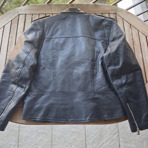 Vintage Akaso Biker Leather Jacket used, size XL, heavyweight black