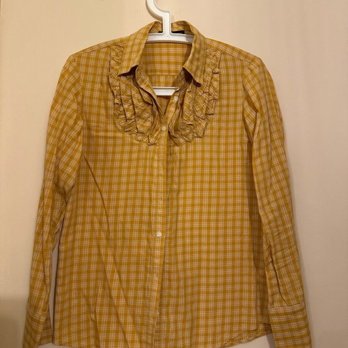 Gap plaid shirt S used, mustard with ruffles