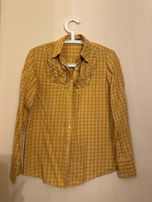 Gap plaid shirt S used, mustard with ruffles