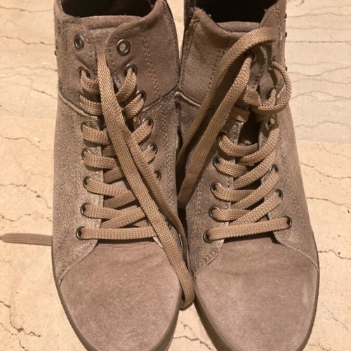 Imac beige anatomical glossy wedge boots used, suede and leather, size 37