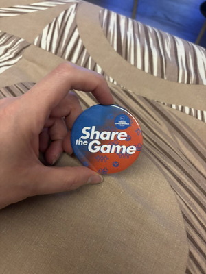 Share the Game Pin new, multicolor