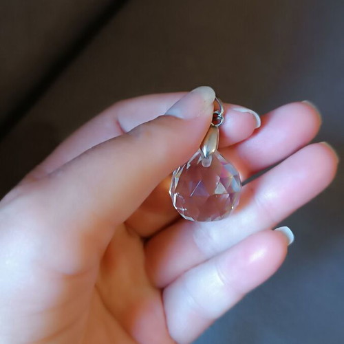 Crystal sphere pendant like new, white and silver