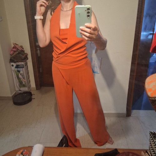 Women's jumpsuit s/m like new, orange with crop top
