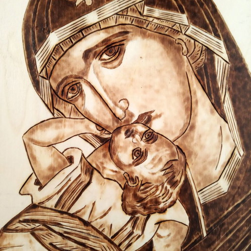 The Virgin Pelagonitissa pyrography painting new
