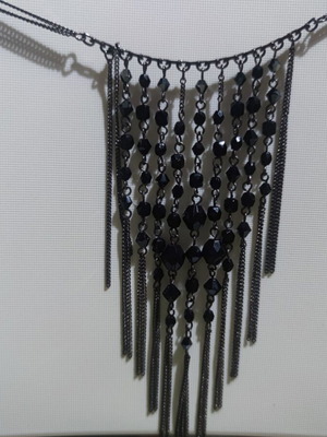 Black Beaded String Necklace used, fo bizou pendant