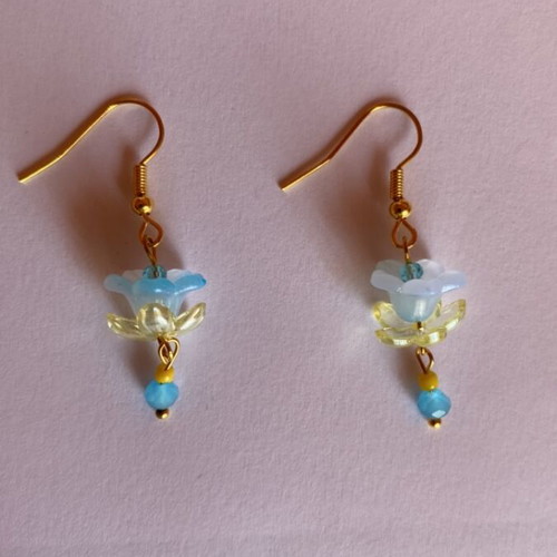 Handmade earrings blue and yellow inspired by Barbie Fairytopia