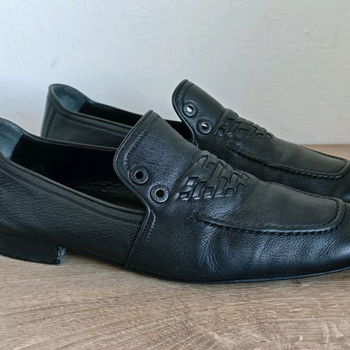 Emporio Armani leather loafers used, size 44.5, black