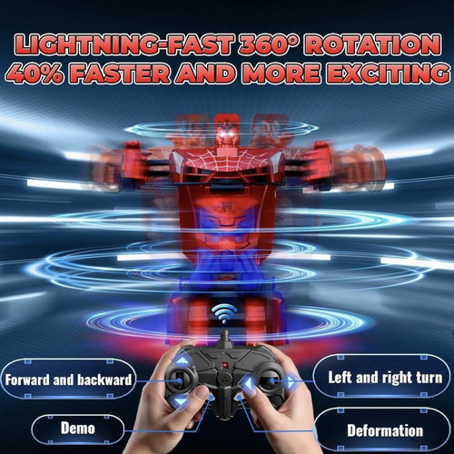 Spider-Man Transforming Remote Control Car 2-in-1 with LED Lights
