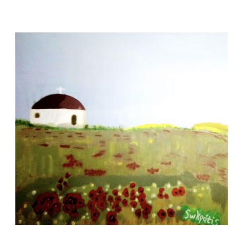 Spring Church Original Oil Painting by Swkpatis New