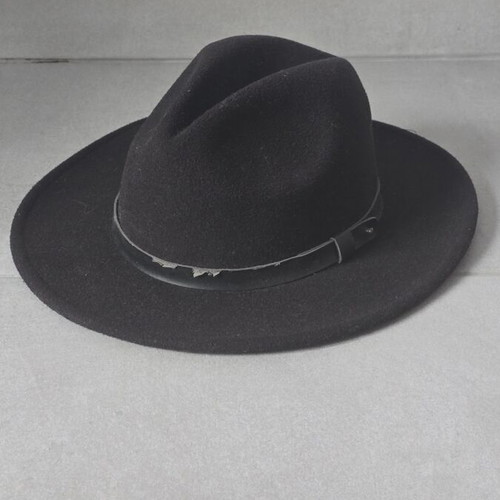 Italian vintage leather hat, black