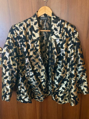 TZINA jacket size XL alpaca fabric, like new, black and gold