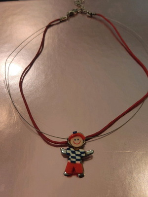 Handmade necklace with decorative child like new, multicolored