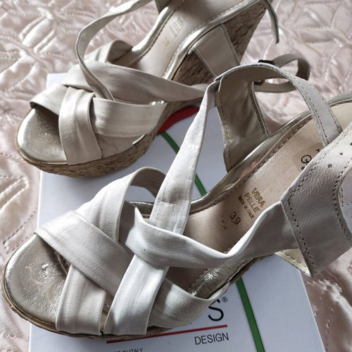 Women's platform sandals genuine leather, new, size 39, Italian