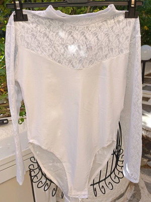Lycra bodysuit with lace new, white, size S/M