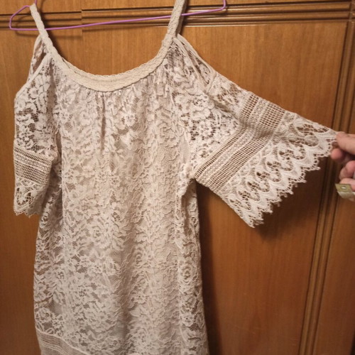 Mini lace dress like new, beige, size S-M