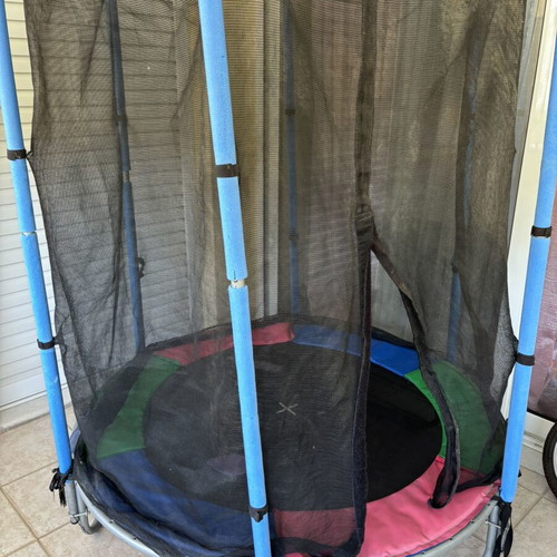 Trampoline with net used, suitable for indoor and outdoor play