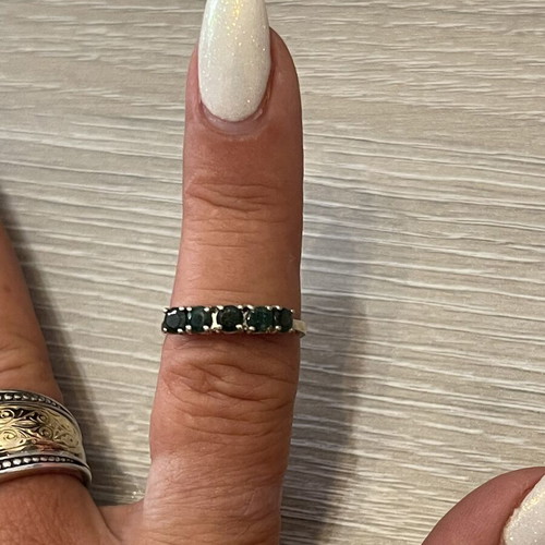 Gold 750 ring with emeralds, used, size 57