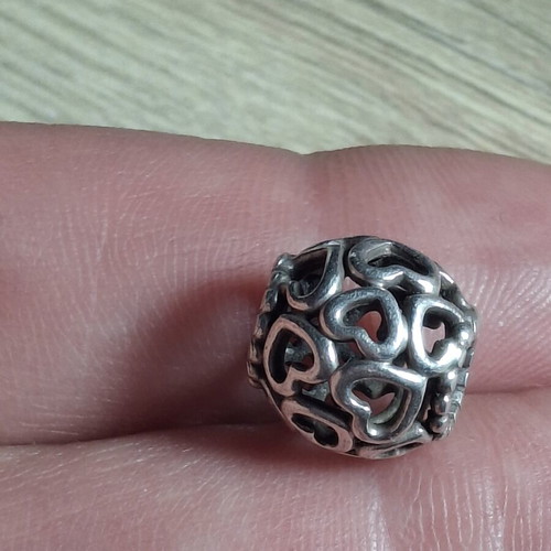 Pandora charm with hearts, silver
