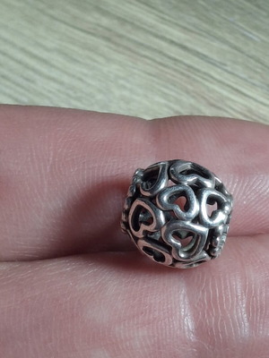 Pandora charm with hearts, silver